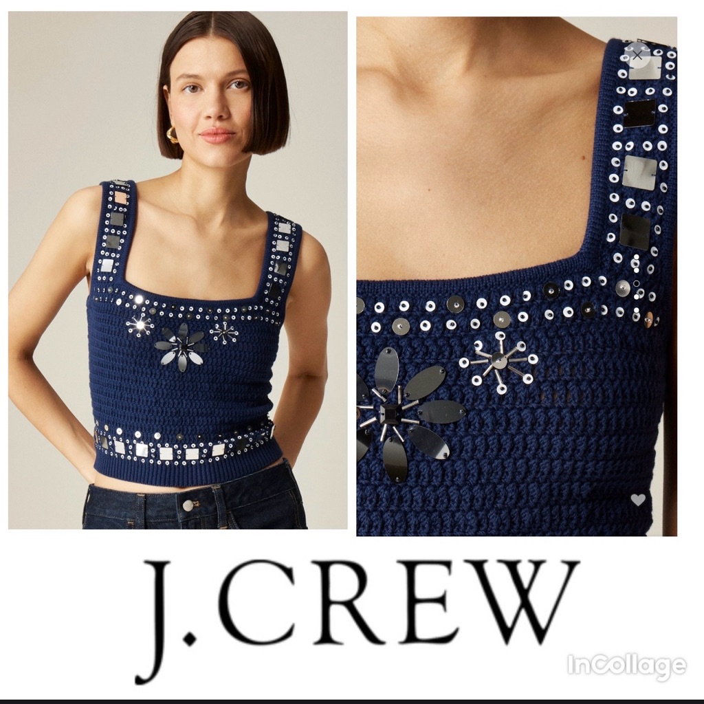 J. Crew Sweater Tank With Hand Embellished Mirrors